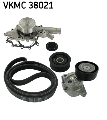Water Pump + V-Ribbed Belt Set - VKMC 38021 SKF
